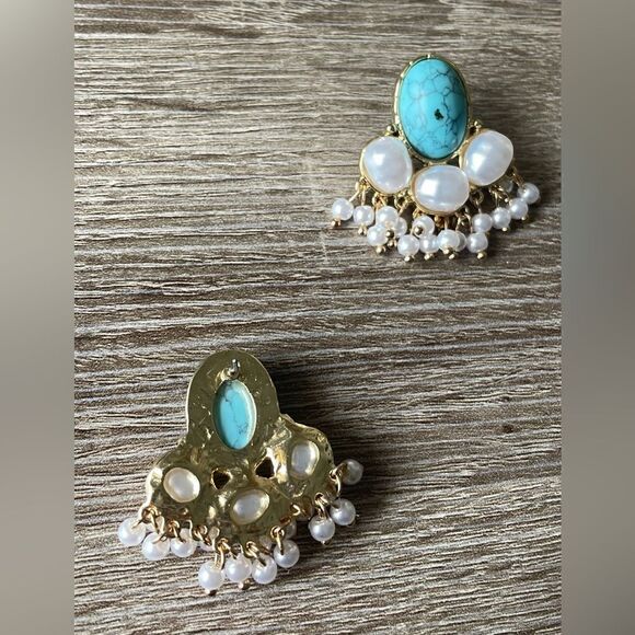 Turquoise stone earrings A27 - Picture 5 of 6